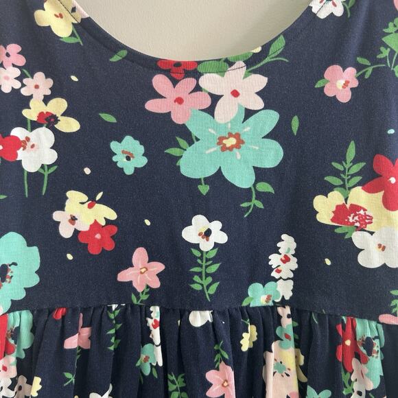 Hanna Andersson Navy Blue Floral Dress Short Sleeve Size 110 Cm US 5 Spring - Picture 5 of 6